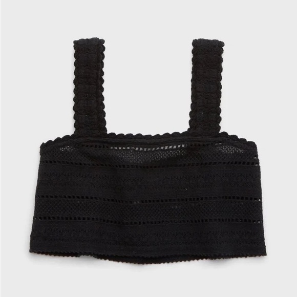 aerie Tops - ⭐️ Aerie Crochet Crop Tank Top Square-Neck Open-Knit Women’s Small Black Coverup